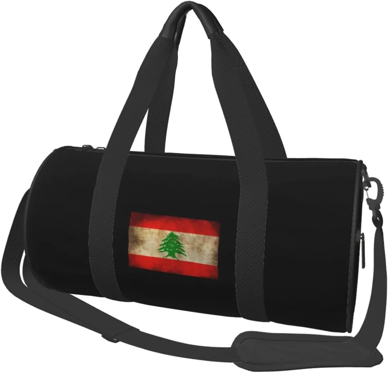 Flag of Lebanon Convertible Garment Bag with Shoulder Strap, Carry on Garment Duffel Bag for Men Women - Rolling Foldable for Travel Luggage Bags (Black)