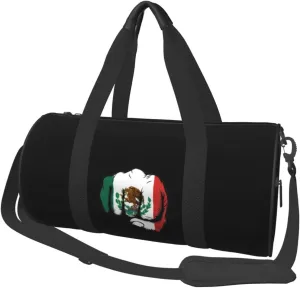 Flag of Mexico Fist Power Convertible Garment Bag with Shoulder Strap, Carry on Garment Duffel Bag for Men Women - Rolling Foldable for Travel Luggage Bags (Black)