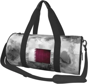 Flag of Qatar Convertible Garment Bag with Shoulder Strap, Carry on Garment Duffel Bag for Men Women - Rolling Foldable for Travel Luggage Bags (Black)