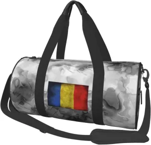 Flag of Romania Convertible Garment Bag with Shoulder Strap, Carry on Garment Duffel Bag for Men Women - Rolling Foldable for Travel Luggage Bags (Black)