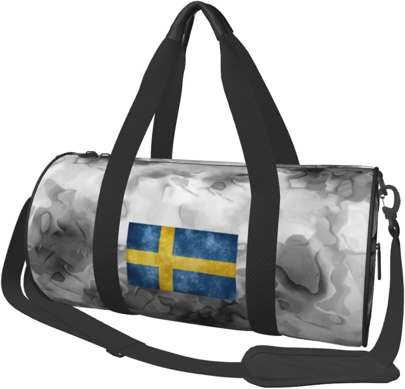 Flag of Sweden Convertible Garment Bag with Shoulder Strap, Carry on Garment Duffel Bag for Men Women - Rolling Foldable for Travel Luggage Bags (Black)
