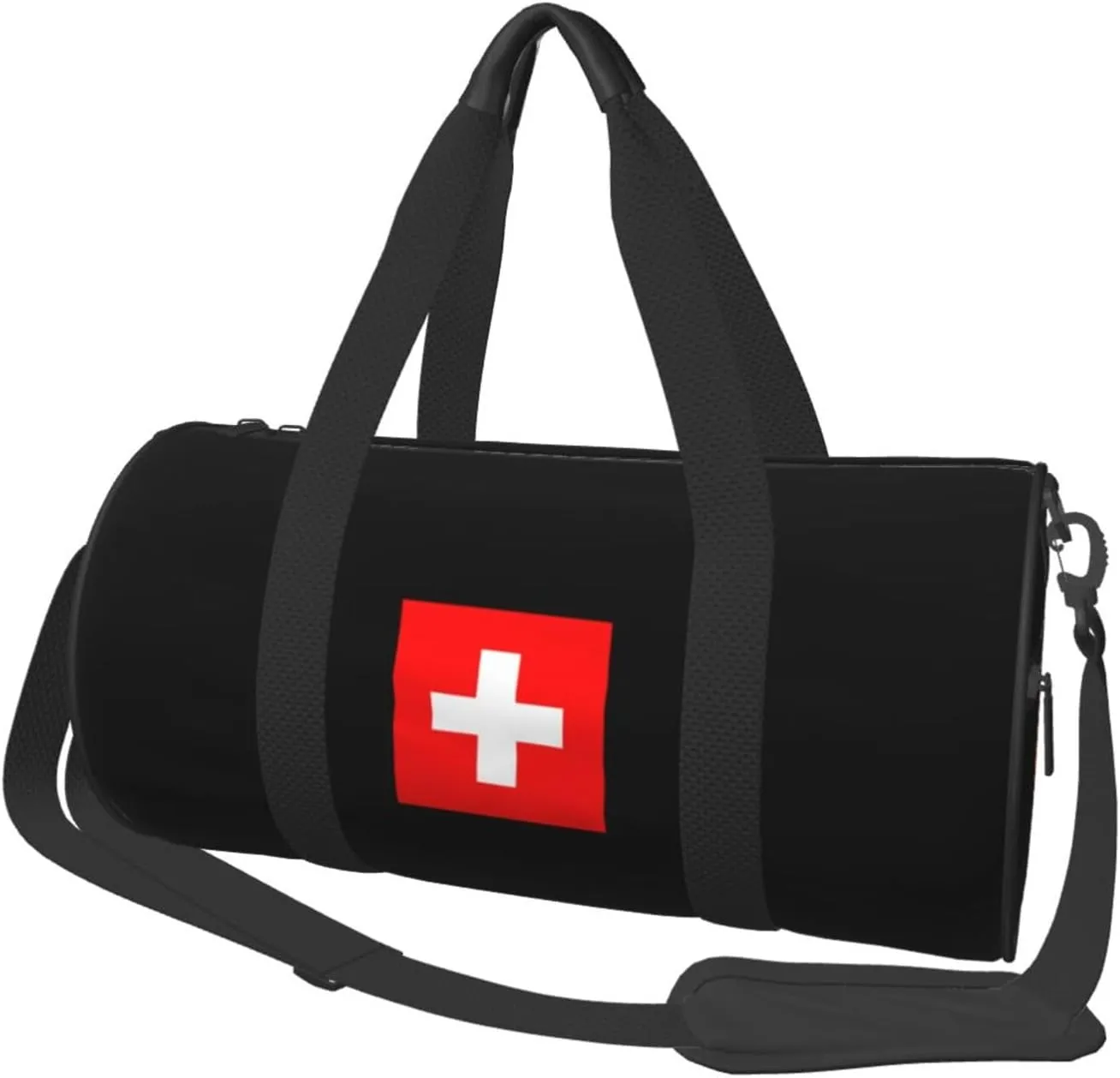 Flag of Switzerland Convertible Garment Bag with Shoulder Strap, Carry on Garment Duffel Bag for Men Women - Rolling Foldable for Travel Luggage Bags (Black)