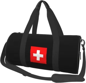 Flag of Switzerland Convertible Garment Bag with Shoulder Strap, Carry on Garment Duffel Bag for Men Women - Rolling Foldable for Travel Luggage Bags (Black)