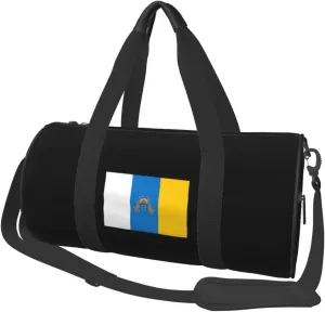 Flag of The Canary Islands Convertible Garment Bag with Shoulder Strap, Carry on Garment Duffel Bag for Men Women - Rolling Foldable for Travel Luggage Bags (Black)