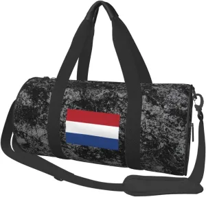 Flag of The Netherlands Convertible Garment Bag with Shoulder Strap, Carry on Garment Duffel Bag for Men Women - Rolling Foldable for Travel Luggage Bags (Black)