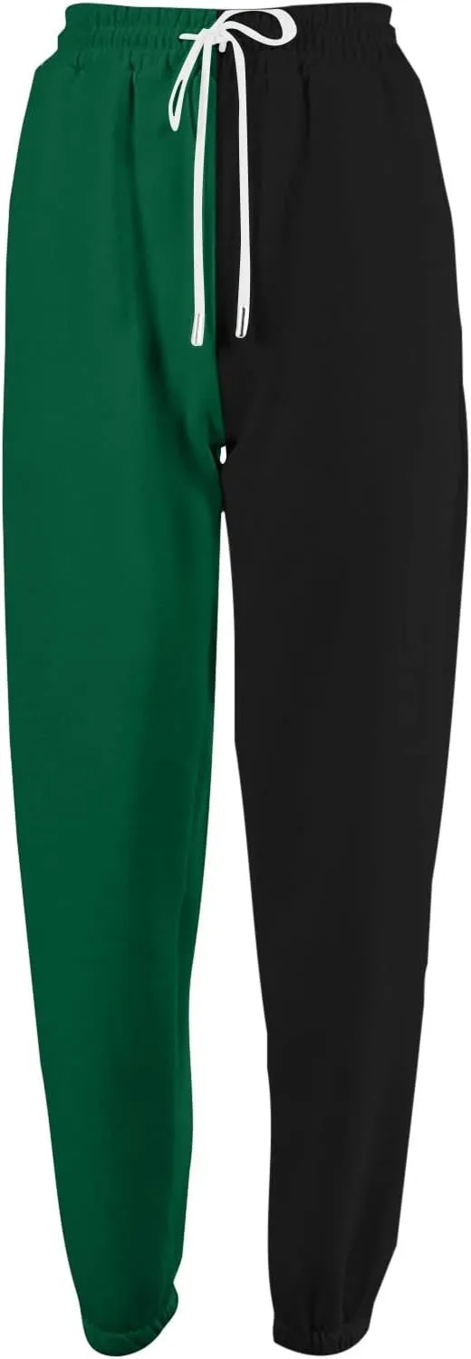 Fleece Straight Leg Sweatpants for Women Elastic High Waisted Joggers with Pockets Lightweight Cinch Bottom Trousers