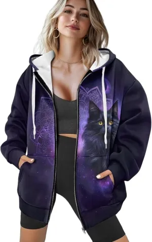 Forchrinse Red Ladybug Zip Up Hoodie for Women Long Sleeve Causal Y2K Hoodie Ladybug Oversized Sweatshirts Fall Pullover Tops