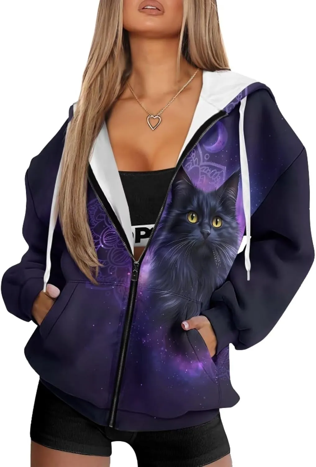 Forchrinse Red Ladybug Zip Up Hoodie for Women Long Sleeve Causal Y2K Hoodie Ladybug Oversized Sweatshirts Fall Pullover Tops