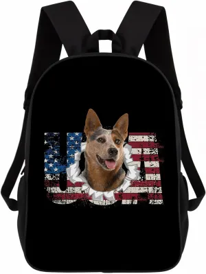 Funny Australian Cattle Dog Backpacks Bookbag Puppy Pet Animal Laptop Bag Daypack Travel Hiking Camping 17 Inch Black Style 2