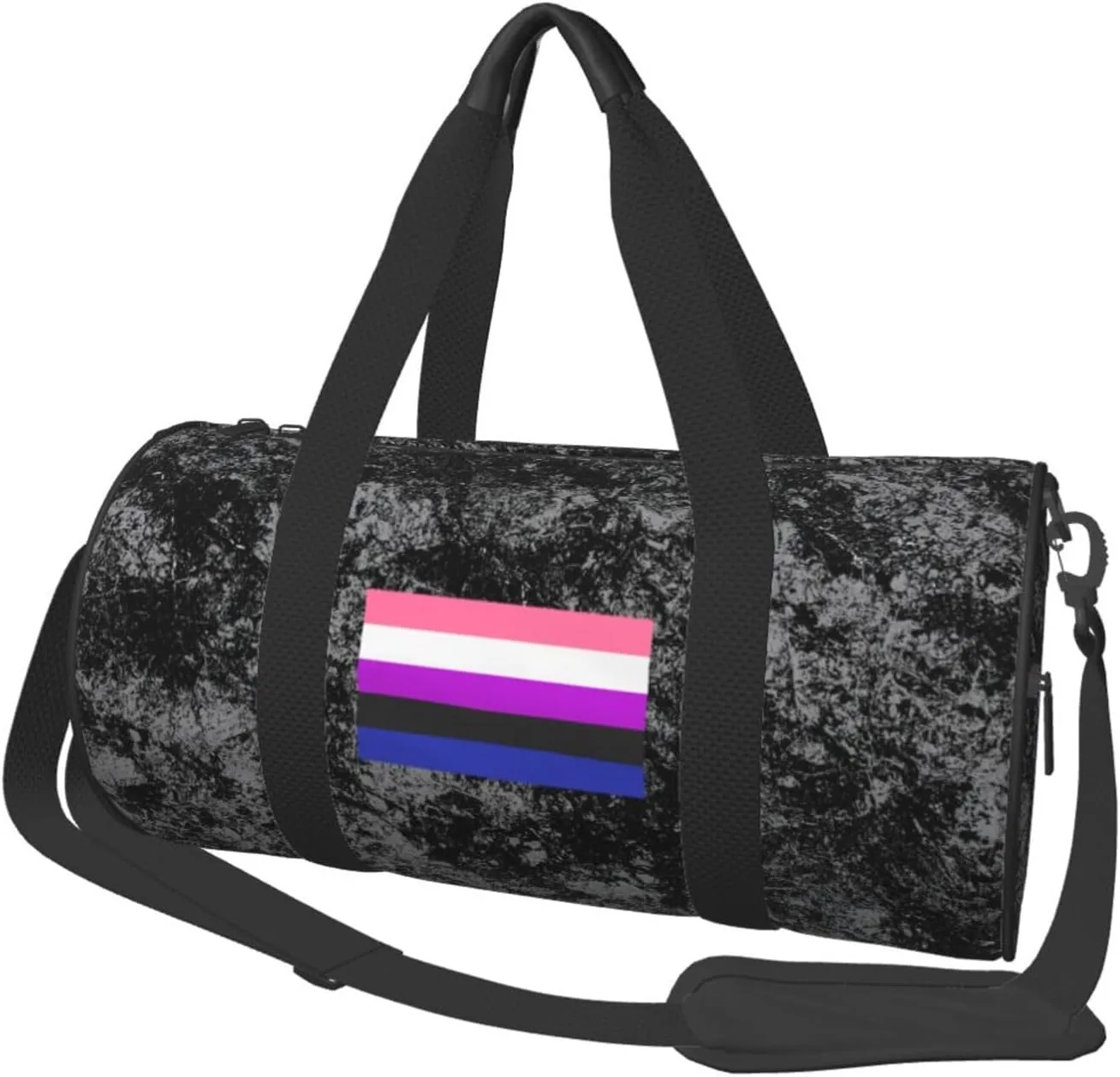 Genderfluid Pride Flag Convertible Garment Bag with Shoulder Strap, Carry on Garment Duffel Bag for Men Women - Rolling Foldable for Travel Luggage Bags (Black)