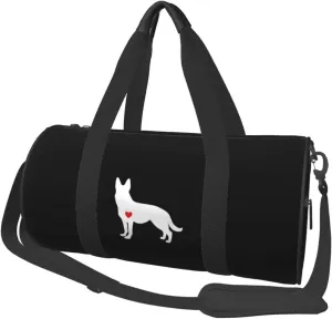German Shepherd with Heart Convertible Garment Bag with Shoulder Strap, Carry on Garment Duffel Bag for Men Women - Rolling Foldable for Travel Luggage Bags (Black)