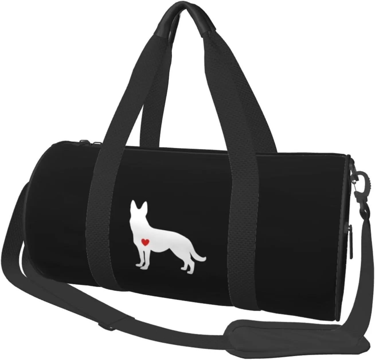 German Shepherd with Heart Convertible Garment Bag with Shoulder Strap, Carry on Garment Duffel Bag for Men Women - Rolling Foldable for Travel Luggage Bags (Black)