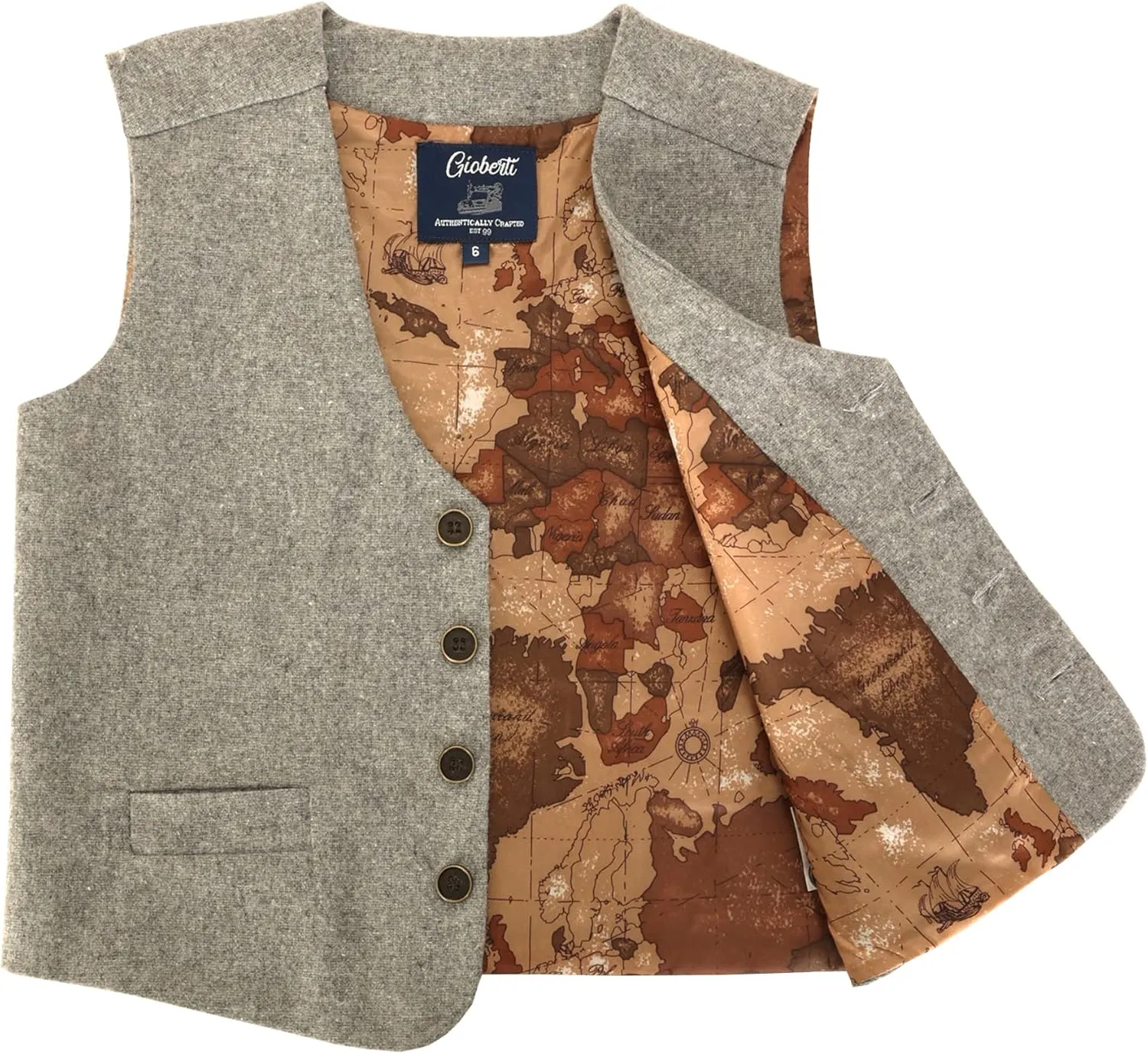 Gioberti Kids and Boys 3pc Tweed Vest with Matching Cap and Bow Tie