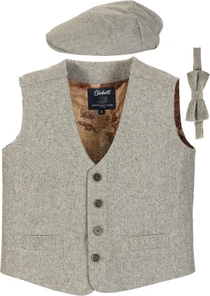 Gioberti Kids and Boys 3pc Tweed Vest with Matching Cap and Bow Tie