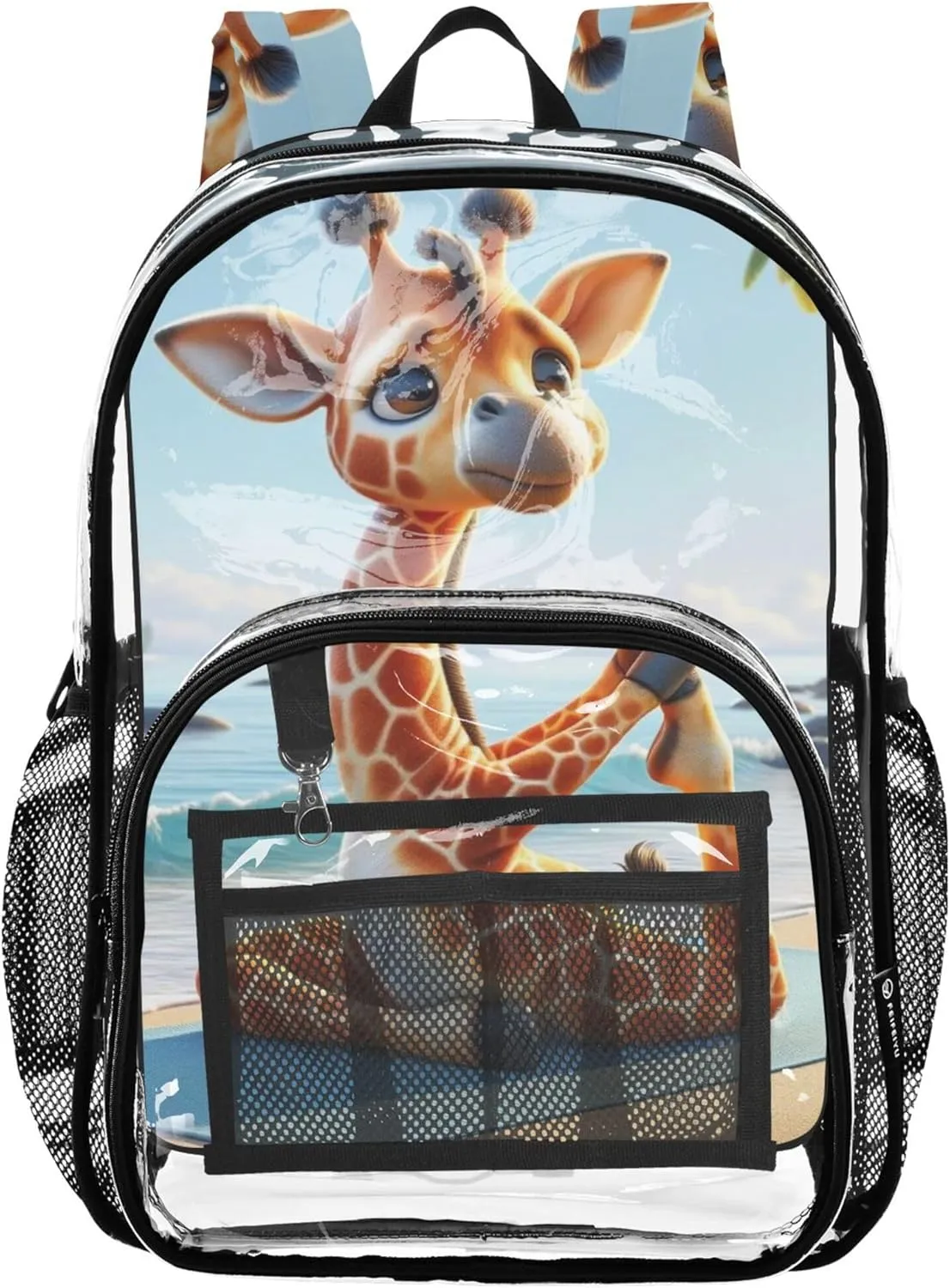 Giraffe Yoga Animal Cute Clear Bag for Women Travel Kids Girls Backpack Boys Plastic School Clear Bookbag