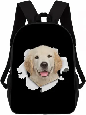 Golden Retriever Backpack Daypack Lovely Dog Print Bookbag Laptop Bag For Work Travel Hiking 17 Inch Black Lightweight Style 1