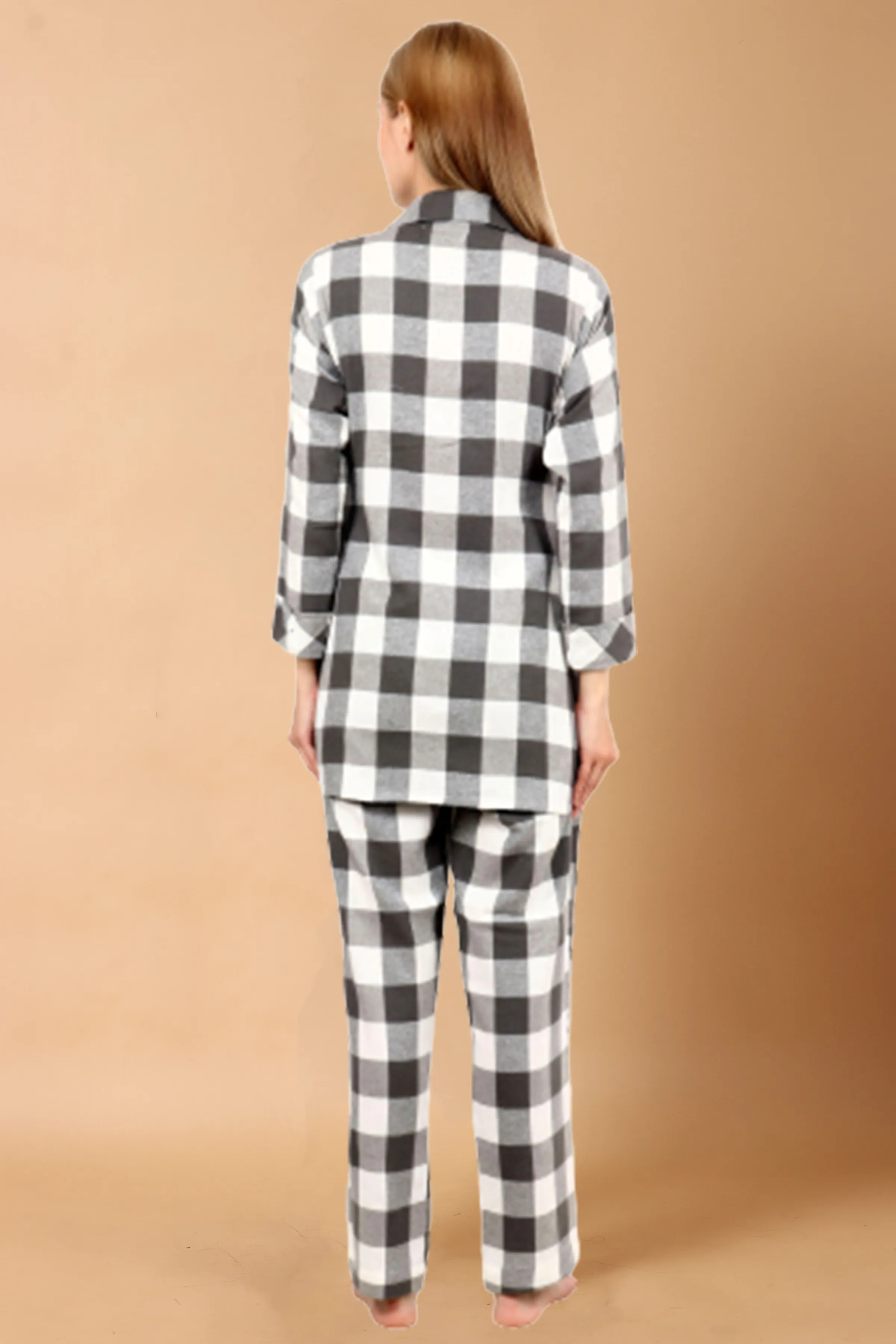 Grey Check Woollen Night Suit