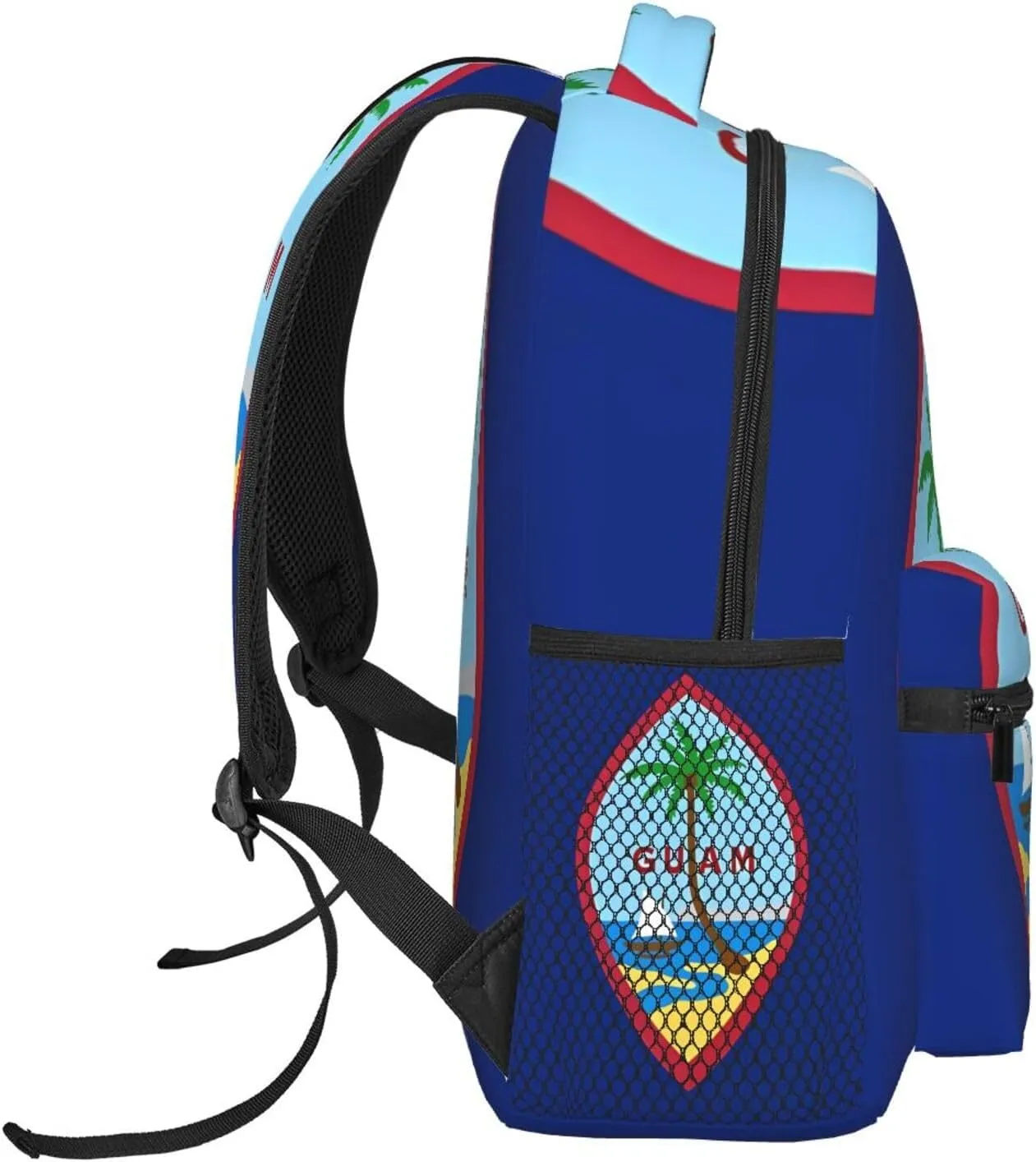 Guam Flag Backpack Casual Pack Bag Laptop Backpack With Side Pocket Front Zipper Pocket Bookpack Travel Daypack Picnic Rucksack