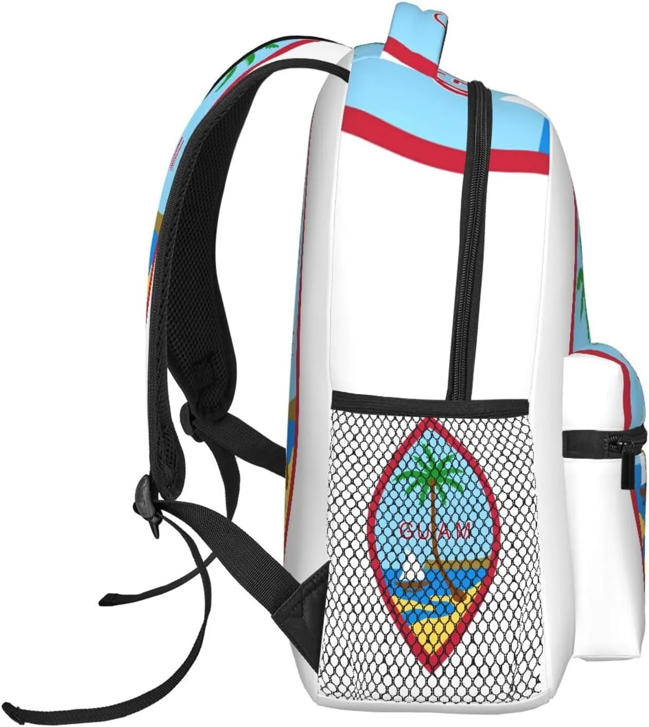 Guam Island Flag Backpack Casual Pack Bag Laptop Backpack With Side Pocket Front Zipper Pocket Bookpack Travel Daypack Picnic Rucksack
