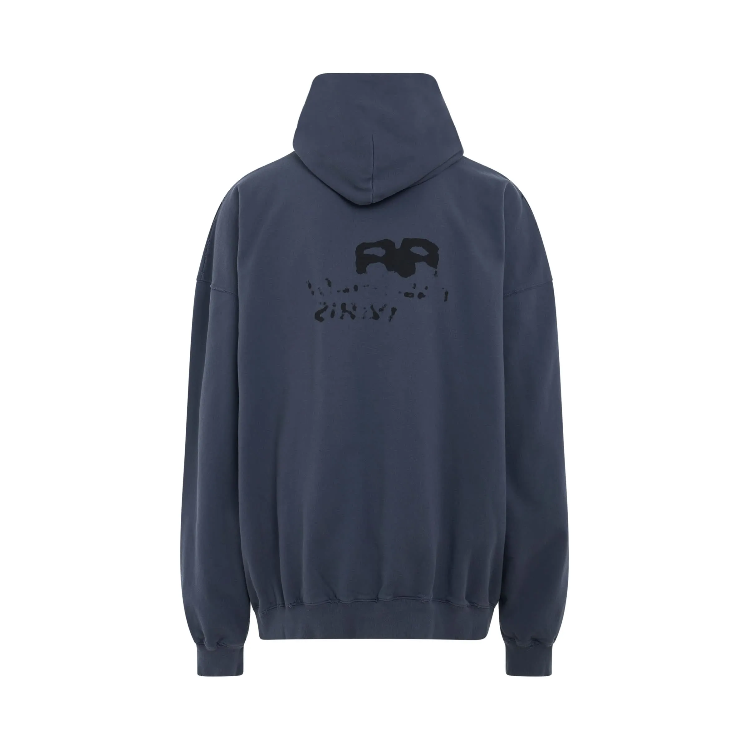 Hand Drawn BB Icon Hoodie in Washed Blue/Black