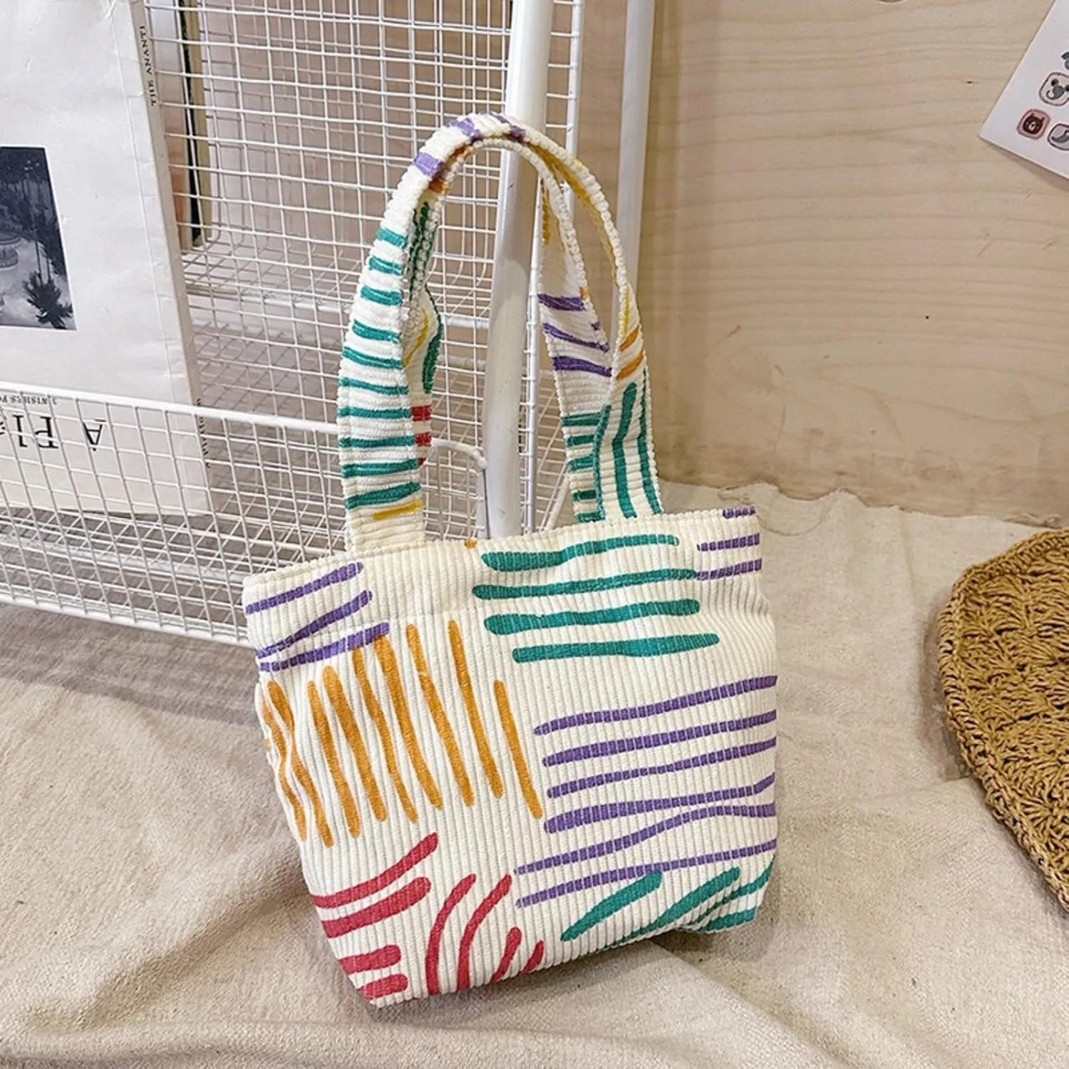 Handbags for Women Small Handbag with Handle Cute Floral Canvas Tote Bucket Hobo Bag Shopping Travel Purse for Work Gift