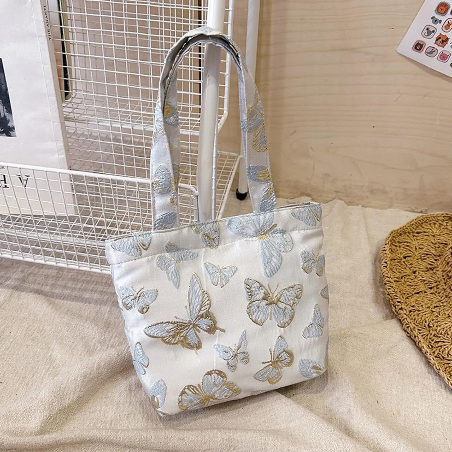 Handbags for Women Small Handbag with Handle Cute Floral Canvas Tote Bucket Hobo Bag Shopping Travel Purse for Work Gift