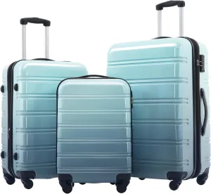 Hardshell Luggage Sets 3 Piece Gradient Color Expandable Suitcase With Spinner Wheels And Tsa Lock Lightweight 20" 24" 28" Available,Gradient Blue