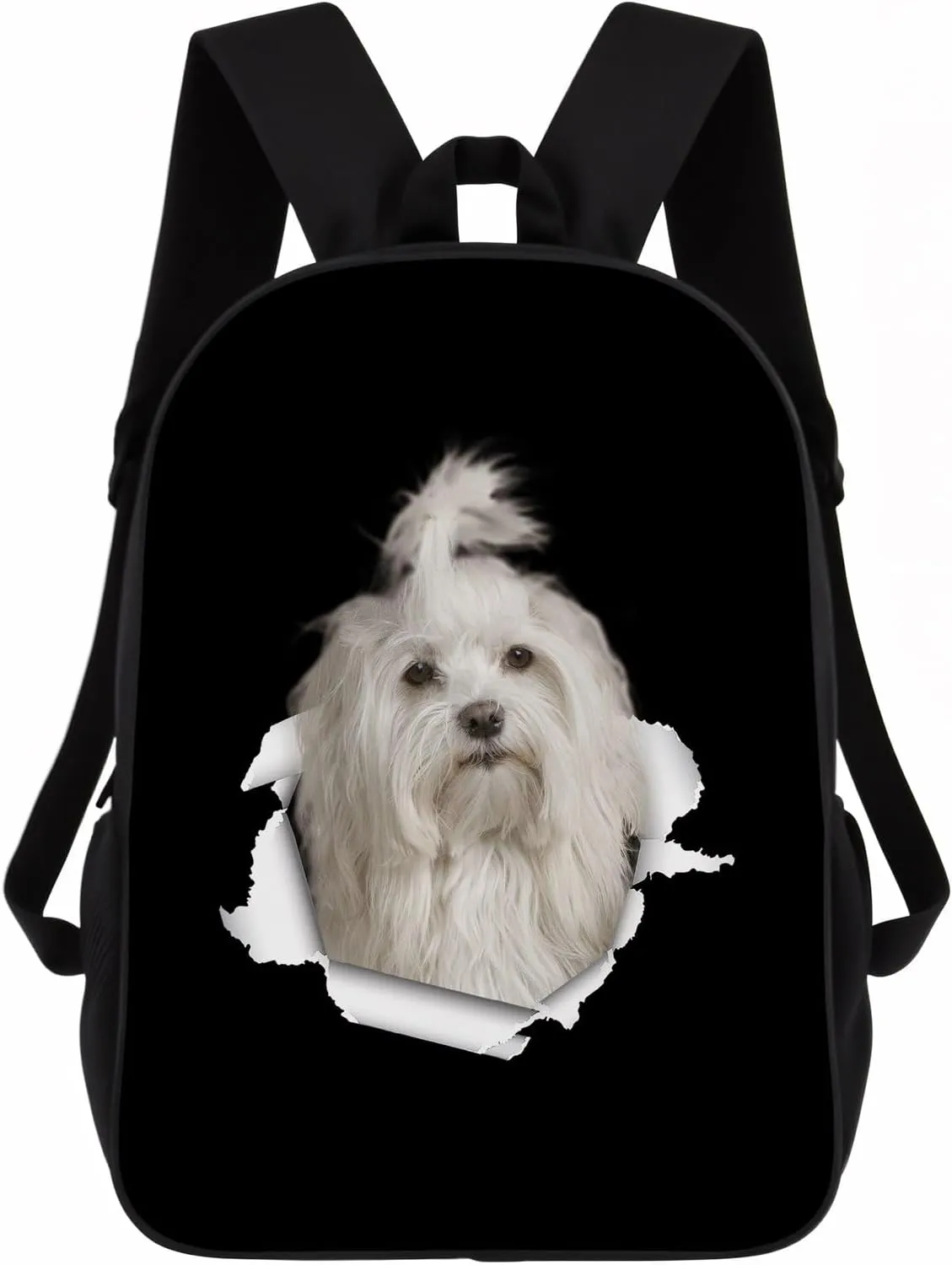 Havanese Backpack Daypack Lovely Dog Print Bookbag Laptop Bag For Work Travel Hiking 17 Inch Black Lightweight Style 1