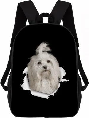Havanese Backpack Daypack Lovely Dog Print Bookbag Laptop Bag For Work Travel Hiking 17 Inch Black Lightweight Style 1