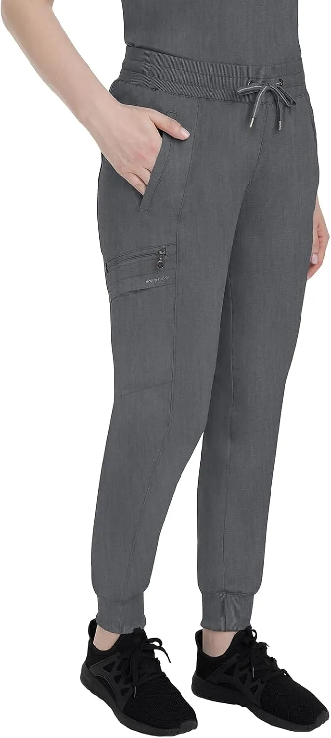 Healing Hands Women's Jogger Scrub Pant 7 Pockets Elastic Drawstring, with Moisture Wicking & 2-Way Stretch Technology - 9244
