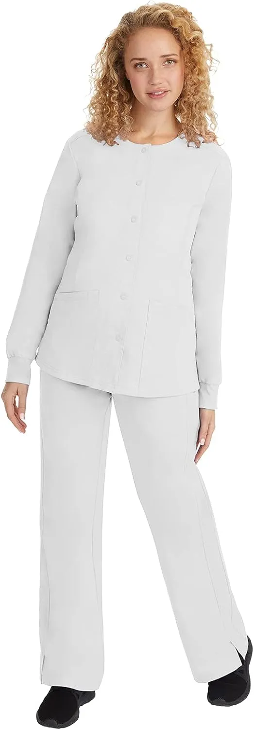 Healing Hands Women's Snap Front Scrub Jacket Daisy 2-Way Stretch Uniform 5063