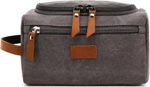 Hide&Haven Waxed Canvas Toiletry and Cosmetics Bag, Unisex (Gray)