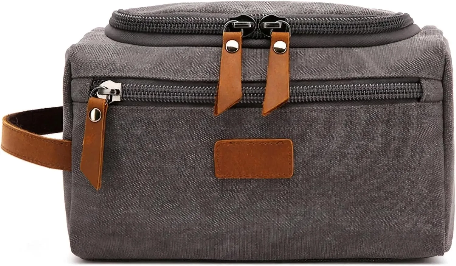 Hide&Haven Waxed Canvas Toiletry and Cosmetics Bag, Unisex (Gray)
