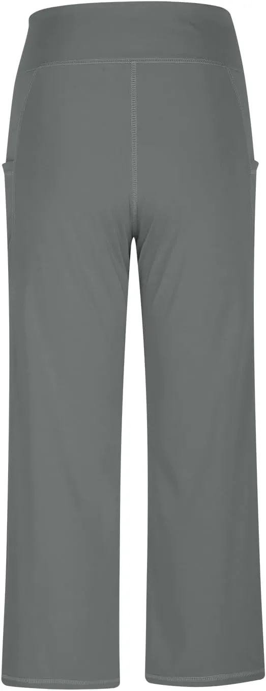 hlysgo Women's Yoga Capris Pants High Waist Leggings Crossover Straight Leg Crop Trousers Summer Workout Capris with Pockets