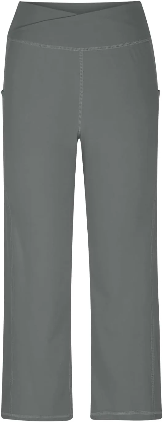 hlysgo Women's Yoga Capris Pants High Waist Leggings Crossover Straight Leg Crop Trousers Summer Workout Capris with Pockets