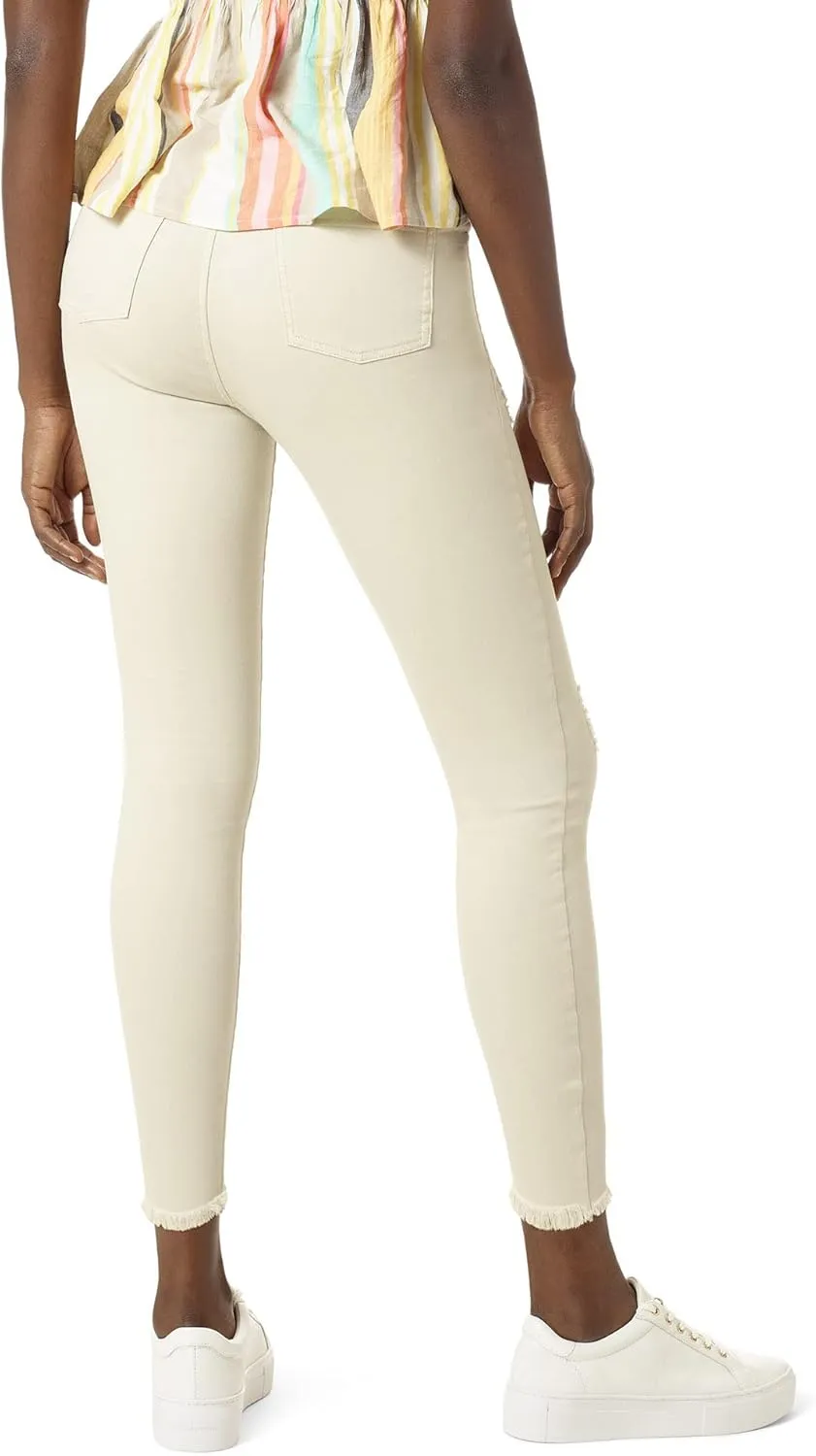 HUE Women's Ripped Denim High Rise Skimmer Legging, Rainy Day