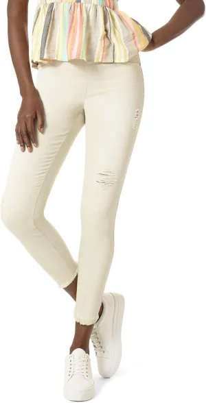 HUE Women's Ripped Denim High Rise Skimmer Legging, Rainy Day
