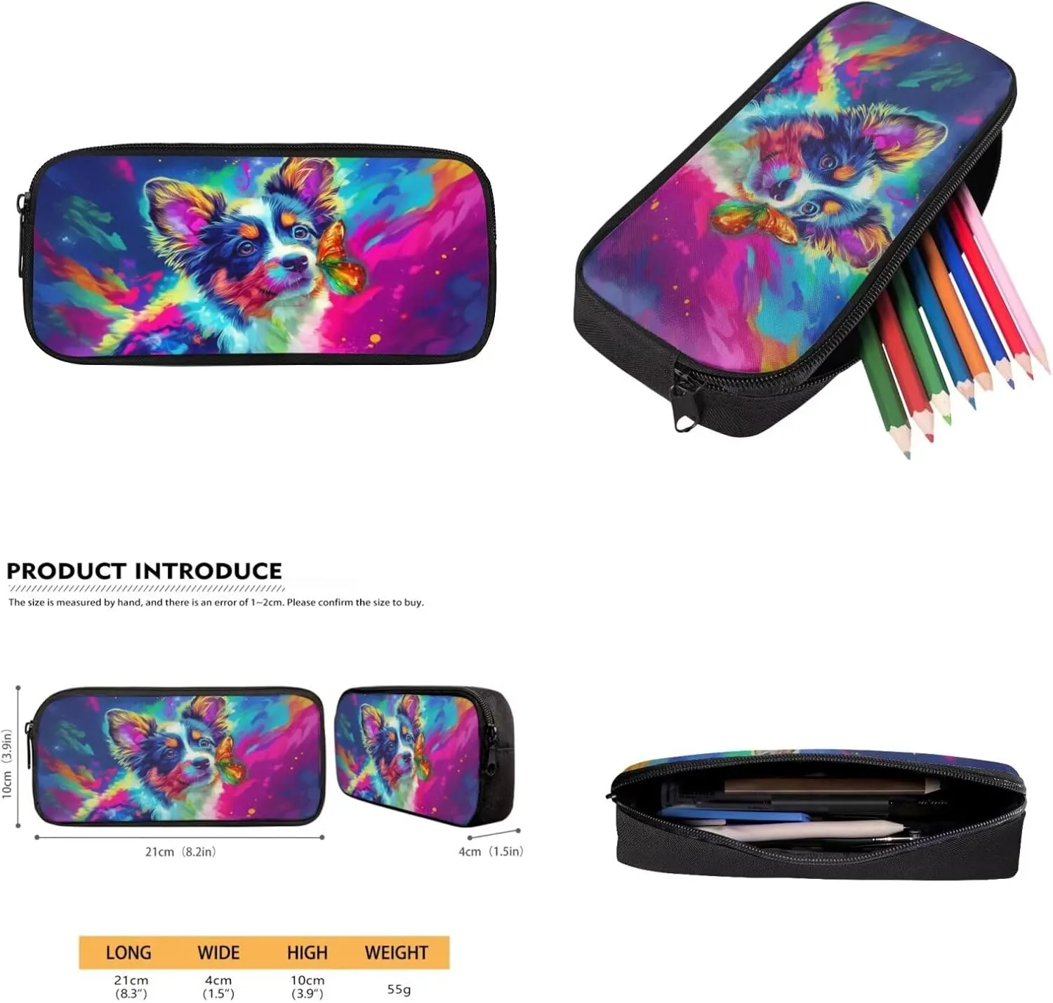 HUGS IDEA Border Collie School Bag Set for Girls Cute Backpack for Girls 8-10 Large Capacity Bookbag with Lunch Box Pencil Case Water Bottle Bag Back to School Gifts for Elemantary Students