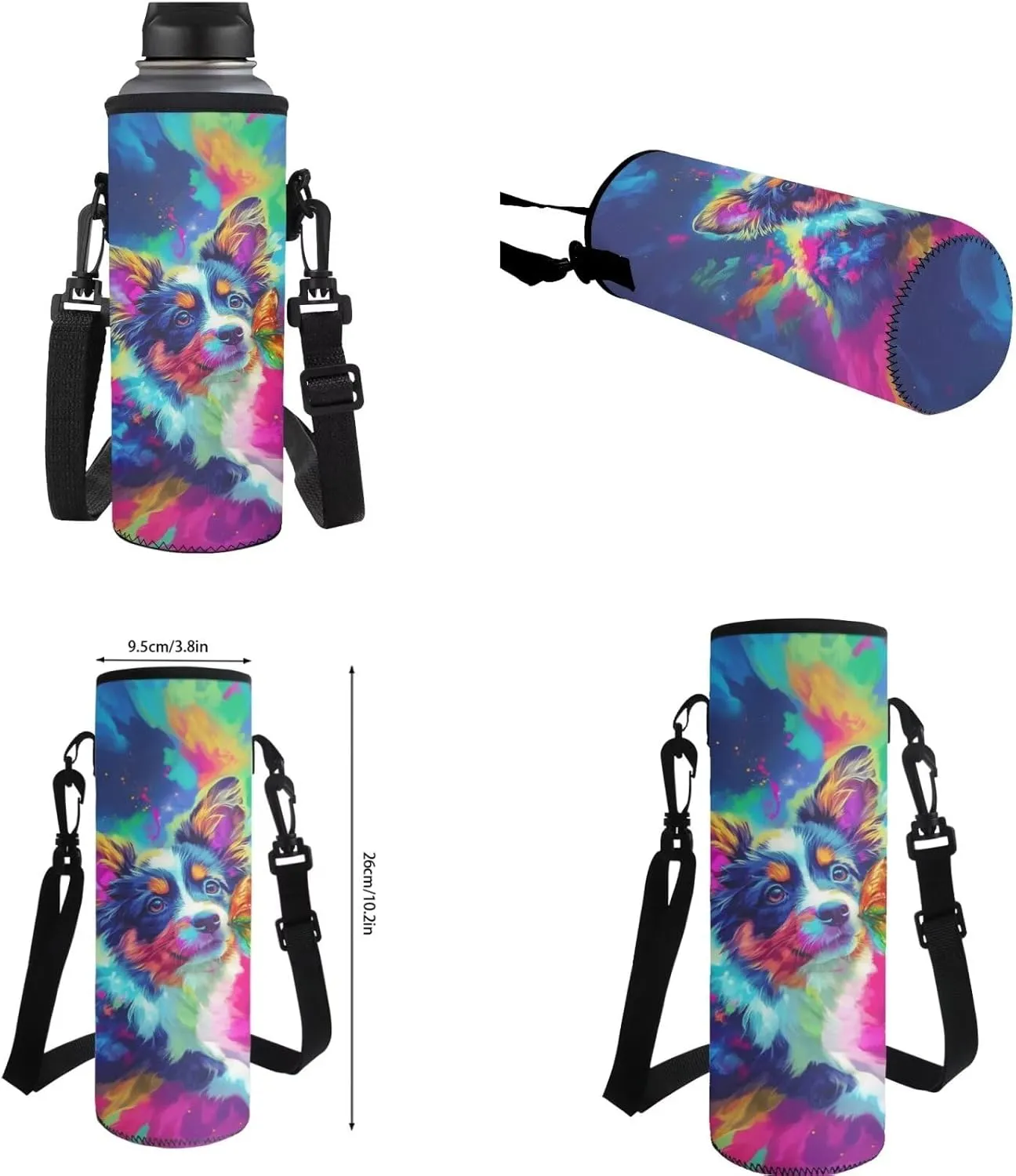 HUGS IDEA Border Collie School Bag Set for Girls Cute Backpack for Girls 8-10 Large Capacity Bookbag with Lunch Box Pencil Case Water Bottle Bag Back to School Gifts for Elemantary Students