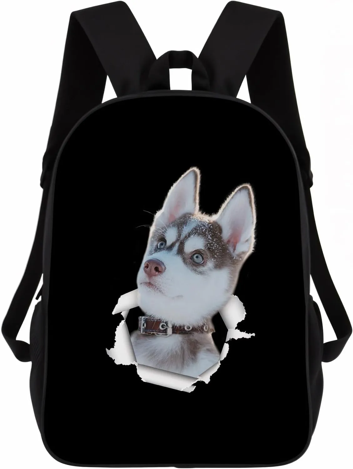 Husky Backpack Daypack Lovely Dog Print Bookbag Laptop Bag For Work Travel Hiking 17 Inch Black Lightweight Style 3