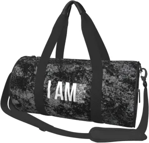 I AM Fearless, I AM Strong, I AM Blessed Convertible Garment Bag with Shoulder Strap, Carry on Garment Duffel Bag for Men Women - Rolling Foldable for Travel Luggage Bags (Black)
