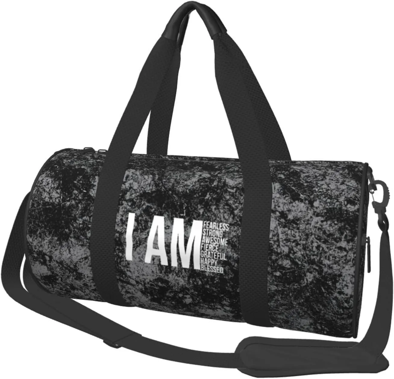 I AM Fearless, I AM Strong, I AM Blessed Convertible Garment Bag with Shoulder Strap, Carry on Garment Duffel Bag for Men Women - Rolling Foldable for Travel Luggage Bags (Black)