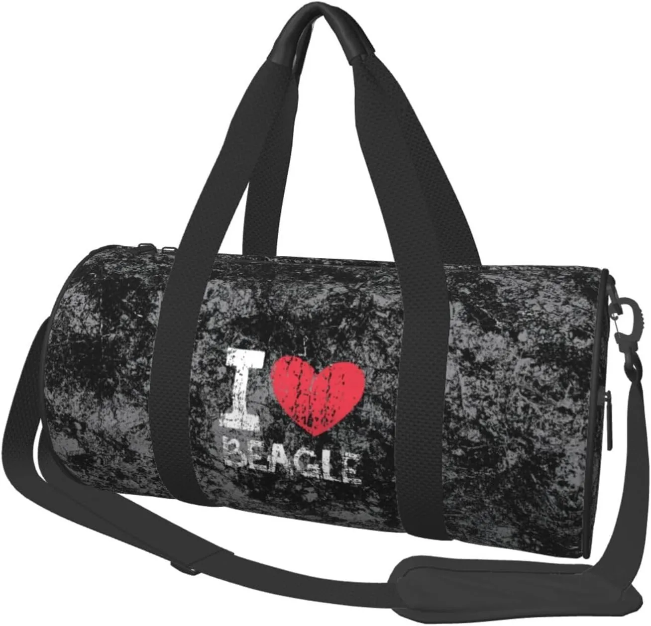I Love Beagle Convertible Garment Bag with Shoulder Strap, Carry on Garment Duffel Bag for Men Women - Rolling Foldable for Travel Luggage Bags (Black)