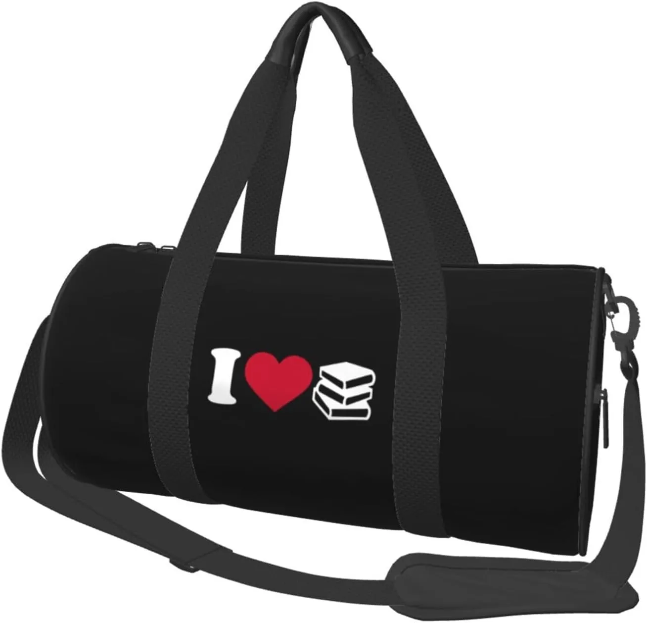 I Love Books Convertible Garment Bag with Shoulder Strap, Carry on Garment Duffel Bag for Men Women - Rolling Foldable for Travel Luggage Bags (Black)