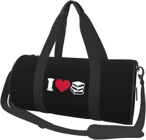 I Love Books Convertible Garment Bag with Shoulder Strap, Carry on Garment Duffel Bag for Men Women - Rolling Foldable for Travel Luggage Bags (Black)
