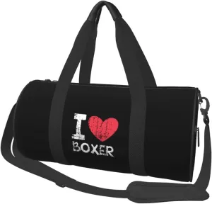 I Love Boxer Dog Convertible Garment Bag with Shoulder Strap, Carry on Garment Duffel Bag for Men Women - Rolling Foldable for Travel Luggage Bags (Black)
