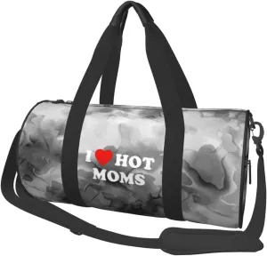 I Love Hot Moms Convertible Garment Bag with Shoulder Strap, Carry on Garment Duffel Bag for Men Women - Rolling Foldable for Travel Luggage Bags (Black)