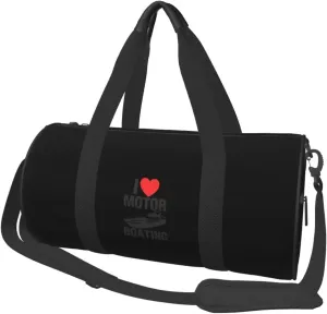 I Love Motor Boating Convertible Garment Bag with Shoulder Strap, Carry on Garment Duffel Bag for Men Women - Rolling Foldable for Travel Luggage Bags (Black)