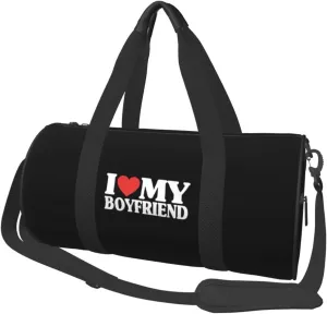 I Love My Boyfriend Convertible Garment Bag with Shoulder Strap, Carry on Garment Duffel Bag for Men Women - Rolling Foldable for Travel Luggage Bags (Black)