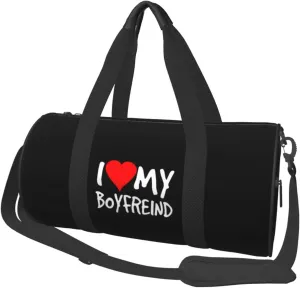 I Love My Boyfriend Convertible Garment Bag with Shoulder Strap, Carry on Garment Duffel Bag for Men Women - Rolling Foldable for Travel Luggage Bags (Black)